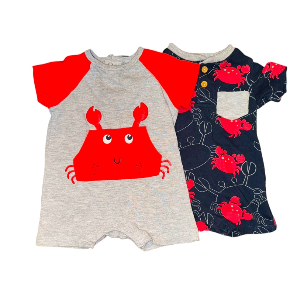 Babies’—Baby Rebels Set Of 2 Short Sleeve Rompers. Both Are Size 0–3 Months.